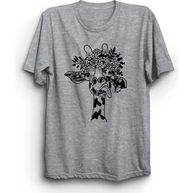 The Fame Şaşkın Zürafa Confused Giraffe Gri Kadın T-shirt