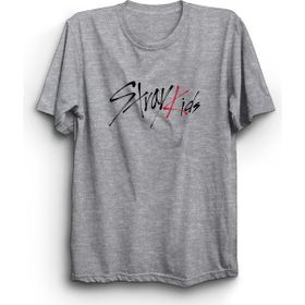 The Fame Stray Classic Logo K-Pop Kids Gri Kadın T-shirt