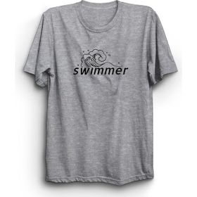 The Fame Swimmer Yüzücü Yüzme Dalga Deniz Swimming Swim Gri Kadın T-shirt