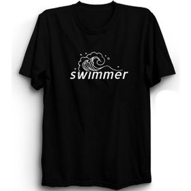 The Fame Swimmer Yüzücü Yüzme Dalga Deniz Swimming Swim Siyah Kadın T-shirt
