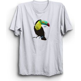 The Fame Tukan Kuşu 777 Sayı Sekanslı Toucan Bird Beyaz Kadın T-shirt