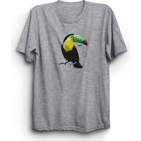 The Fame Tukan Kuşu 777 Sayı Sekanslı Toucan Bird Gri Kadın T-shirt