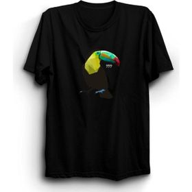 The Fame Tukan Kuşu 777 Sayı Sekanslı Toucan Bird Siyah Kadın T-shirt