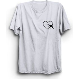The Fame Uçak Kalp Rota Logo Airplane Heart Route Beyaz Kadın T-shirt
