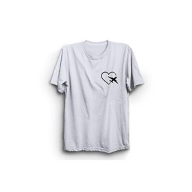 The Fame Uçak Kalp Rota Logo Airplane Heart Route Beyaz Kadın T-shirt