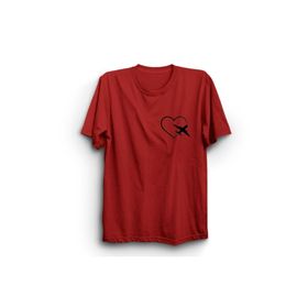 The Fame Uçak Kalp Rota Logo Airplane Heart Route Kırmızı Kadın T-shirt