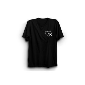 The Fame Uçak Kalp Rota Logo Airplane Heart Route Siyah Kadın T-shirt