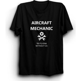 The Fame Uçak Teknisyeni Aircraft Mechanic Mühendis Siyah Kadın T-shirt
