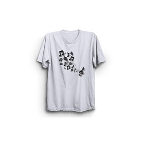 The Fame Uçuşan Notalar Flying Notes Müzik Music Beyaz Çocuk T-shirt