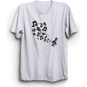 The Fame Uçuşan Notalar Flying Notes Müzik Music Beyaz Kadın T-shirt