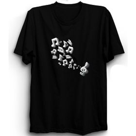 The Fame Uçuşan Notalar Flying Notes Müzik Music Siyah Kadın T-shirt