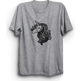 The Fame Unicorn Tek Boynuzlu At Luck T-Shirt Gri Kadın T-shirt