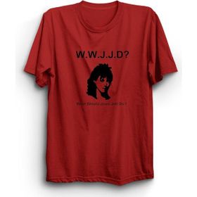 The Fame WWJD What Would Joan Jett Do Rock Metal Müzik Grubu Kırmızı Kadın T-shirt
