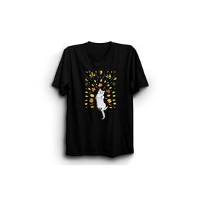 The Fame Yapraklar ve Kedi Leaves And Cat Siyah Kadın T-shirt