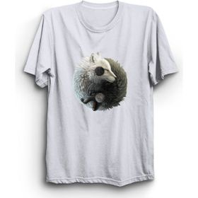 The Fame Ying-Yang Wolf Kurt ve Zen Beyaz Kadın T-shirt