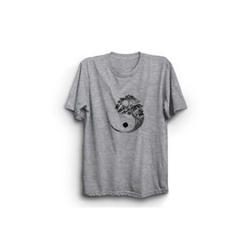 The Fame Ying-Yang Zen From Trees Ağaç ve Denge Gri Kadın T-shirt
