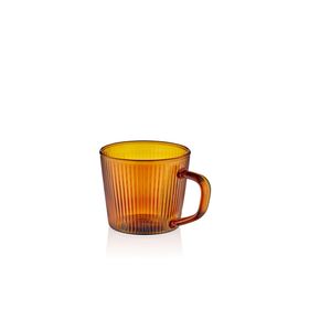 The Mia 140 ml Striped Borosilikat Cam Amber Kahve Kupası