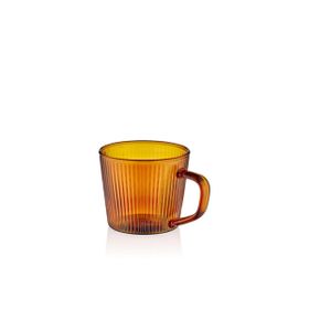 The Mia 140 ml Striped Borosilikat Cam Amber Kahve Kupası