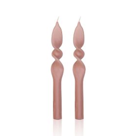 The Mia 25 cm Burgu Rose 2'li Şamdan Mumu Set