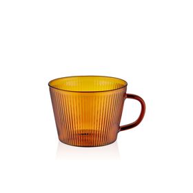 The Mia 310 ml Striped Borosilikat Cam Amber Kahve Kupası