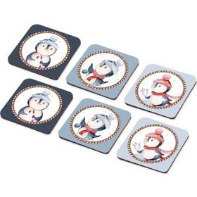 The Mia 6'lı Set Penguin Bardak Altlığı