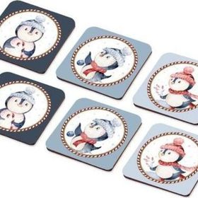 The Mia 6'lı Set Penguin Bardak Altlığı