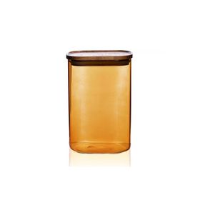 The Mia Akasya 1.2 lt Amber Dikdörtgen Cam Kavanoz