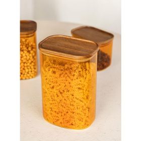The Mia Akasya 1.2 lt Amber Dikdörtgen Cam Kavanoz