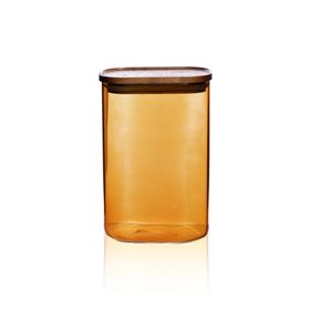 The Mia Akasya 1200 ML Dikdörtgen Cam Amber Kavanoz