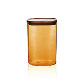 The Mia Akasya 1200 ML Dikdörtgen Cam Amber Kavanoz