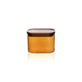 The Mia Akasya 500 ml Dikdörtgen Cam Amber Kavanoz