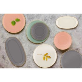 The Mia Basic 29 cm Oval Servis Somon Pembe 2'li Set
