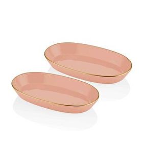 The Mia Basic 29 cm Oval Servis Somon Pembe 2'li Set