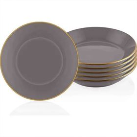 The Mia Basic 6'lı Set Gri 20 cm Yemek Tabağı