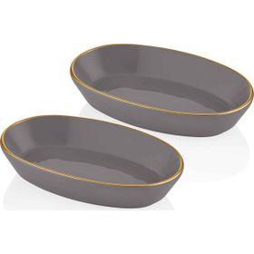 The Mia Basic Oval Servis Gri 26 cm 2'li Set