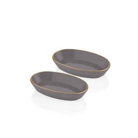 The Mia Basic Oval Servis Gri 26 cm 2'li Set