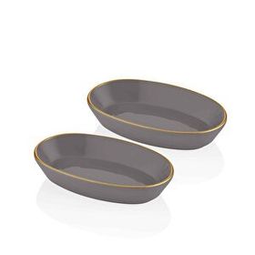 The Mia Basic Oval Servis Gri 26 cm 2'li Set