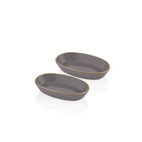 The Mia Basic Oval Servis Gri 26 cm 2'li Set