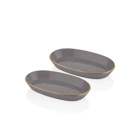 The Mia Basic Oval Servis Gri 29 cm 2'li Set