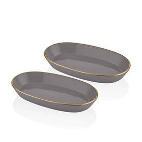The Mia Basic Oval Servis Gri 29 cm 2'li Set
