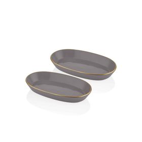The Mia Basic Oval Servis Gri 29 cm 2'li Set