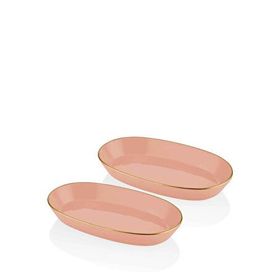 The Mia Basic Somon Seramik Pembe Oval 2'li Servis Tabağı Seti