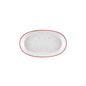The Mia Dots Stoneware 2'li 26 cm Kırmızı Oval Kayık Tabak