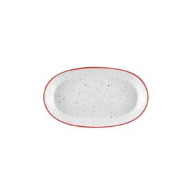 The Mia Dots Stoneware 2'li 26 cm Kırmızı Oval Kayık Tabak