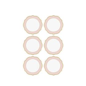 The Mia Jaswely Bone China Porselen Pembe 6'lı Servis Tabağı Seti
