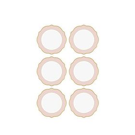 The Mia Jaswely Bone China Porselen Pembe 6'lı Servis Tabağı Seti