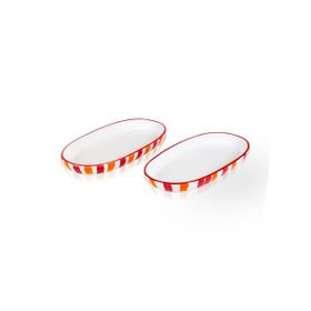 The Mia Joy Kırmızı 11x21x3 CM Oval 2'li Servis Seti