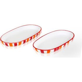 The Mia Joy Kırmızı 11x21x3 CM Oval 2'li Servis Seti