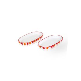 The Mia Joy Kırmızı 11x21x3 CM Oval 2'li Servis Seti