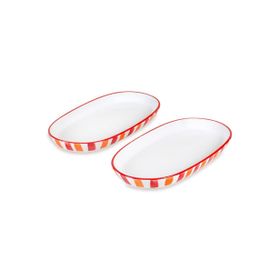 The Mia Joy Kırmızı 14x26x3 cm Oval 2'li Servis Seti